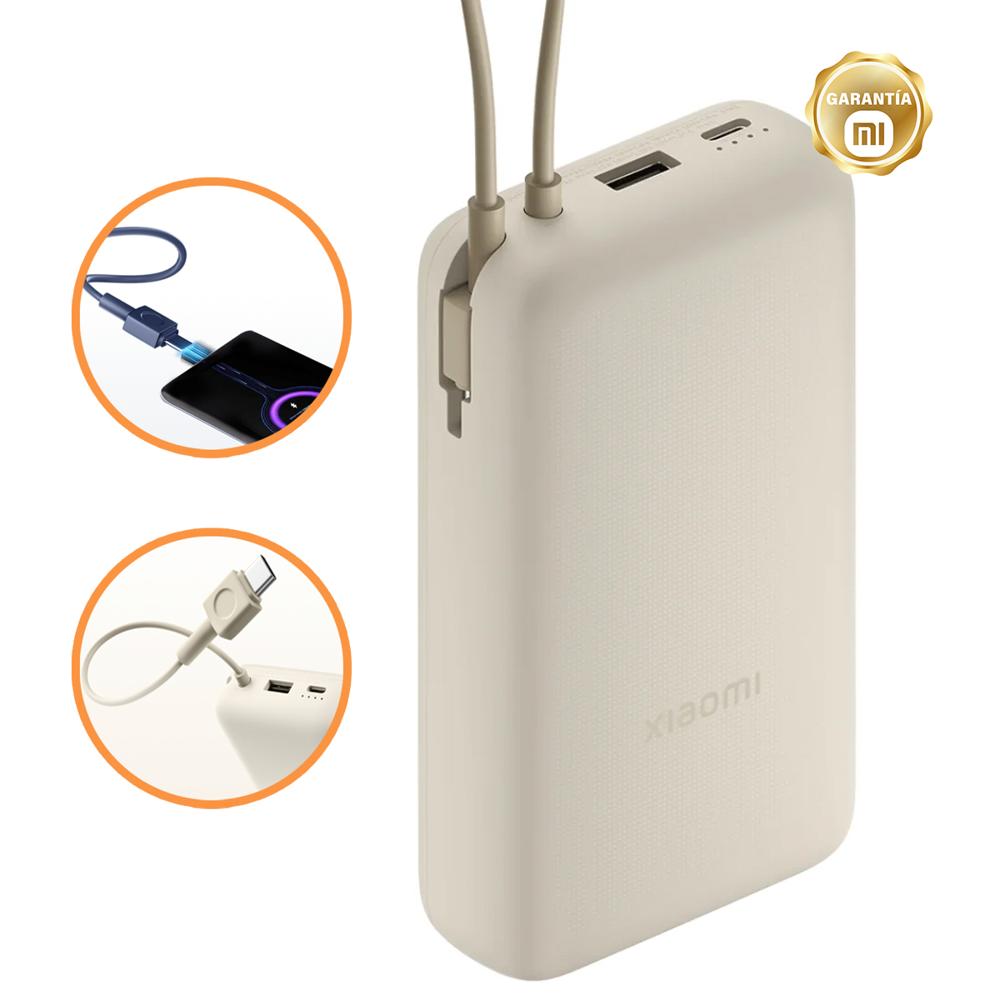 Power Bank Xiaomi 20000 mAh 33W beige con cable integrado