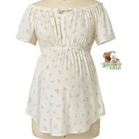 Blusa Coqueta Manga Corta Hombros Caído Lactancia Maternidad