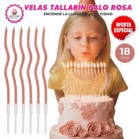 Velas Tallarin Palo Rosa Premium para Cumpleaños Pack de 18 unidades