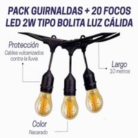Guirnalda Colgante negro incluye 20 focos cadeneta