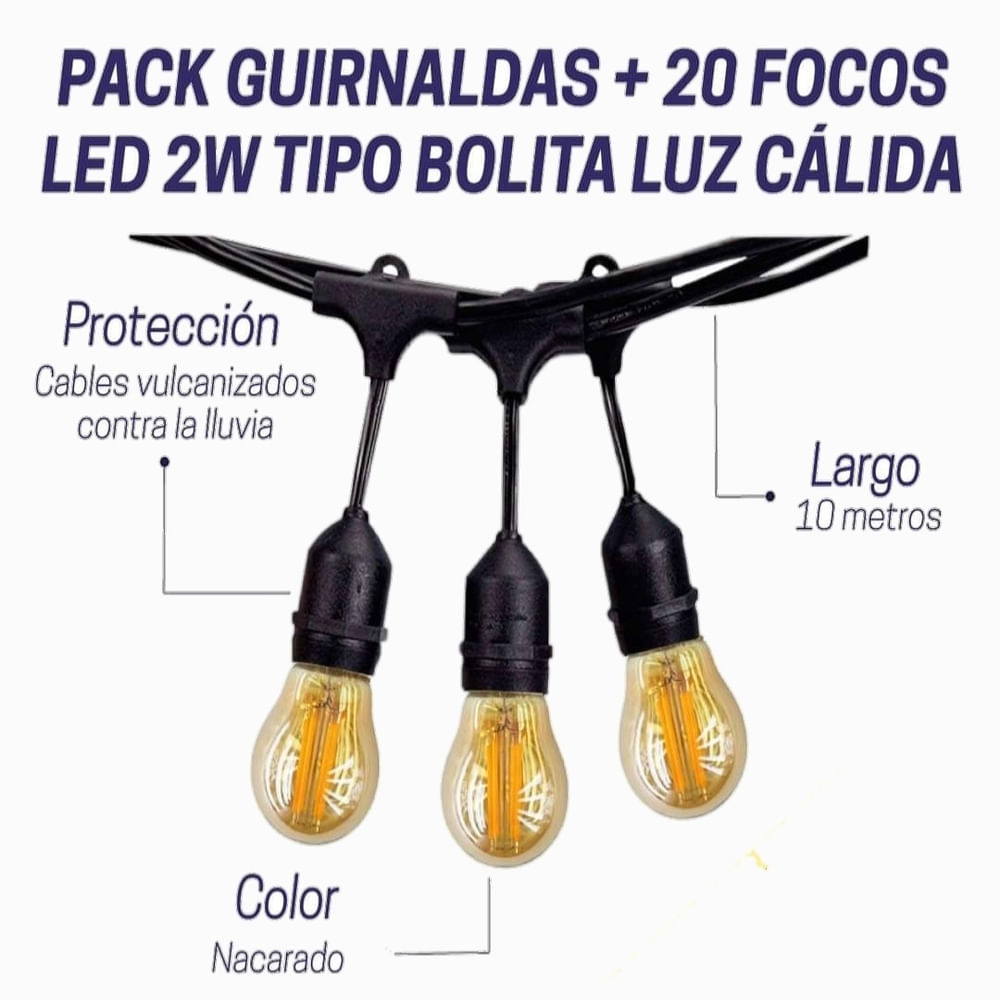 Guirnalda Colgante negro incluye 20 focos cadeneta