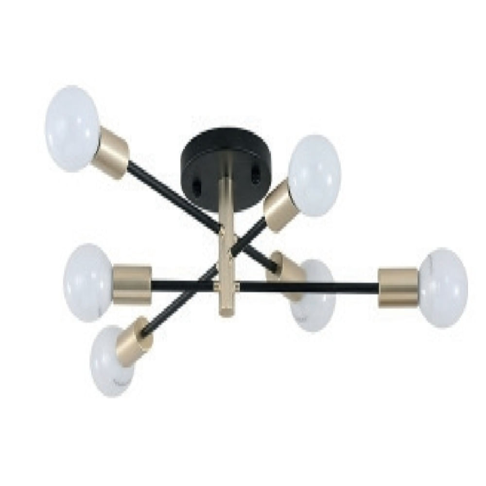 Lámpara Colgante Ariana negro con dorado 6 luces