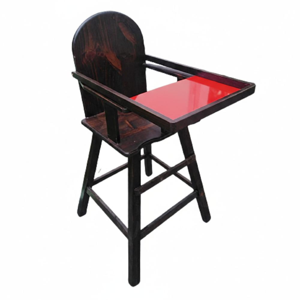 Silla de Bebe para Comer en Madera con Bandeja en Roja