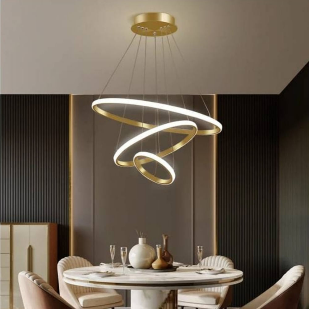 Lámpara 3 luces moderna con anillo irregular LED - Dorado