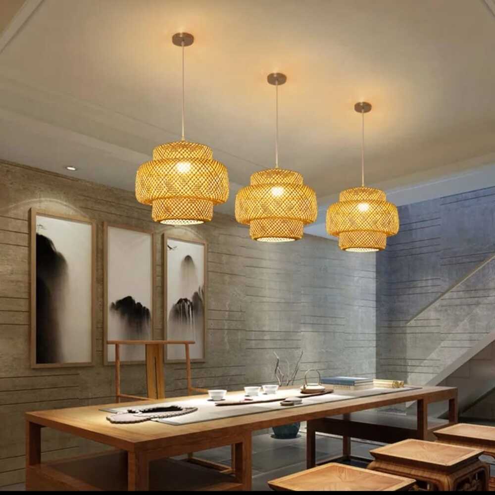 Lámpara colgante Bamboo plus 1 luz marrón