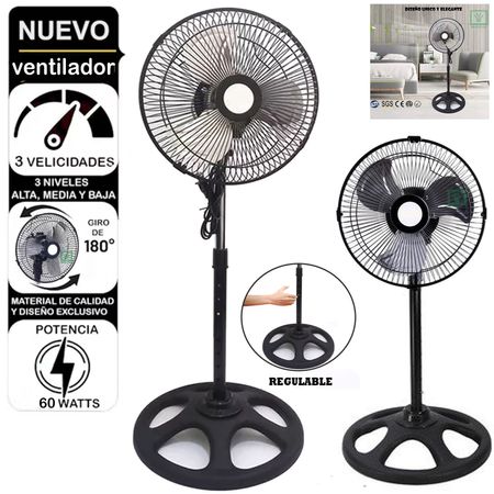 Ventilador Pedestal de 10 Negro 60 Watts