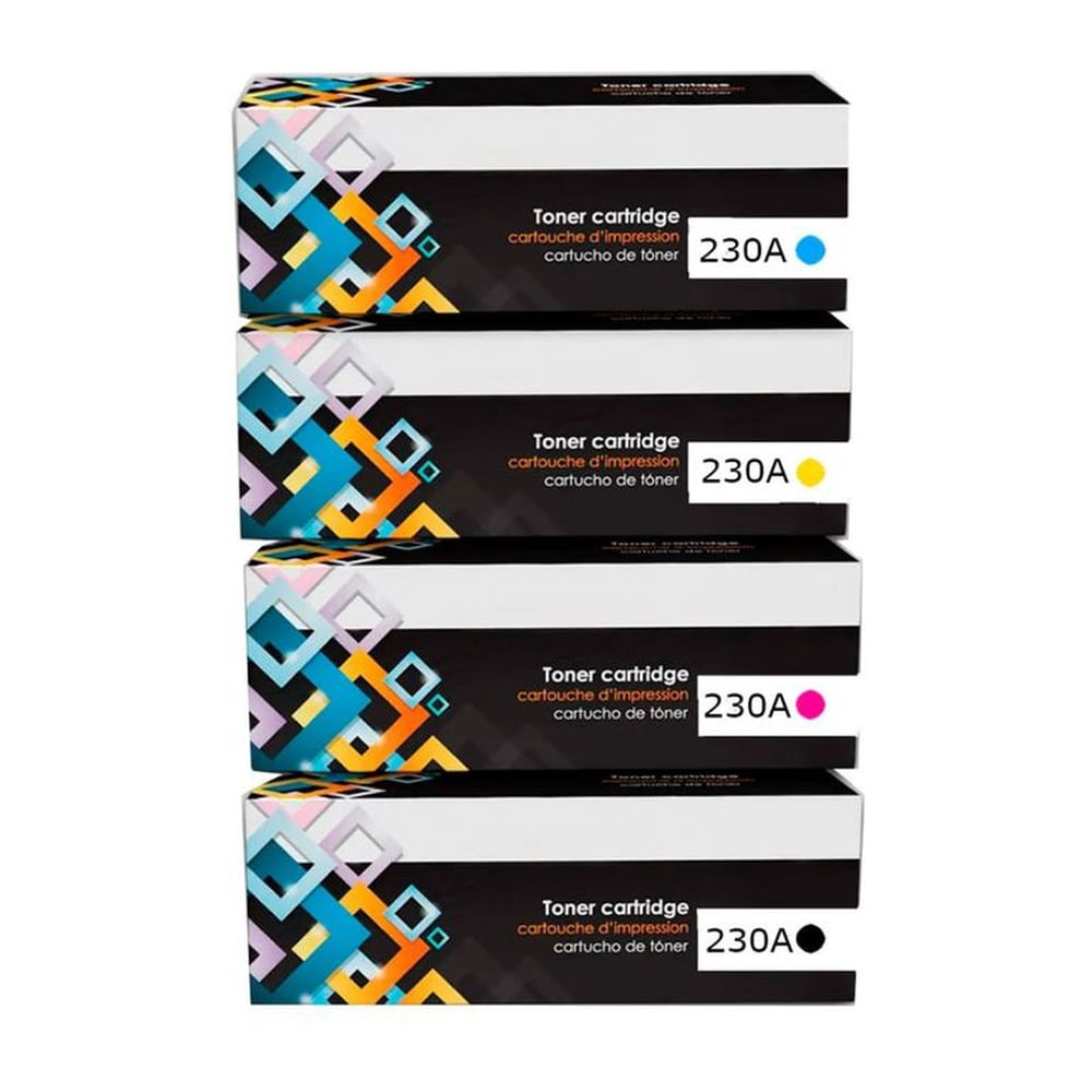 ? Kit de Toner HP Compatible 230A CYMK 4203, MFP 4303 con CHIP Negro