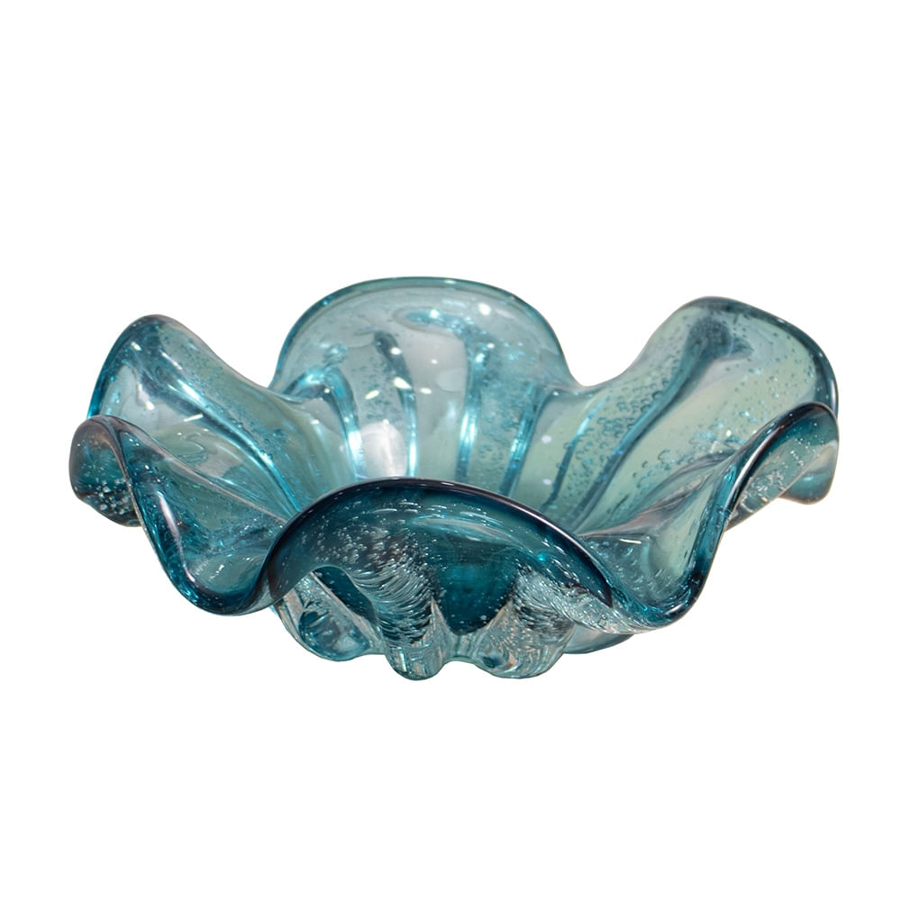 CENTRO DE MESA AURA AZUL VIDRIO MURANO