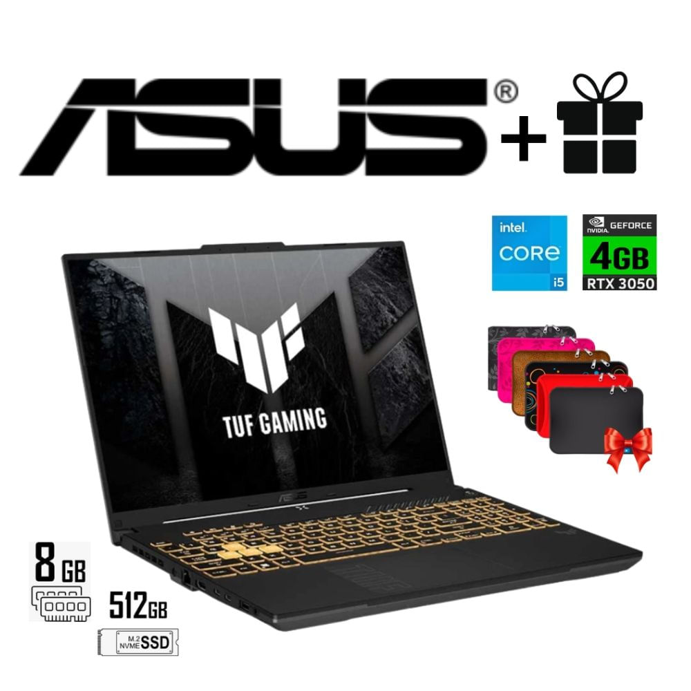 LAPTOP ASUS TUF GAMING 15.6 FHD INTEL CORE I5 12500H RAM 8GB 512GB SSD 4GB GRAFICA DDR4