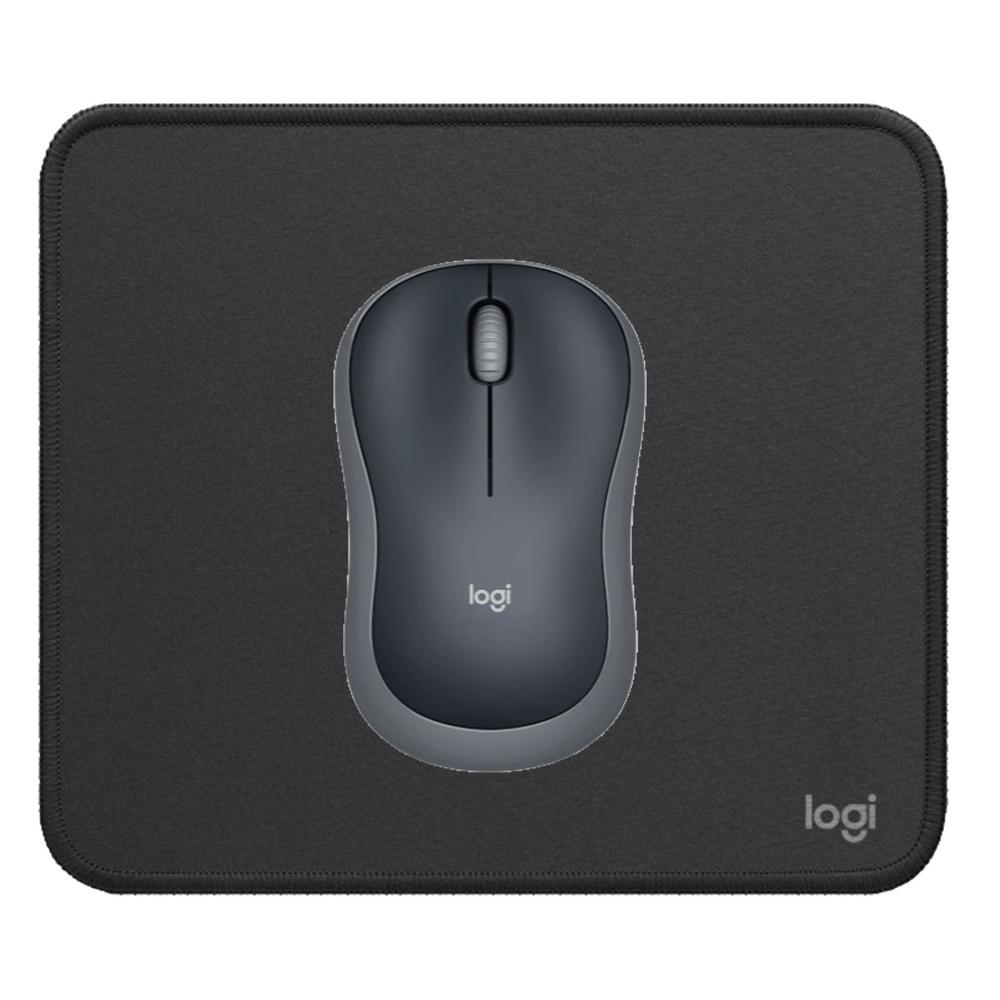 KITLOGITECH MOUSE M185 GRIS Y PAD MOUSE NEGRO