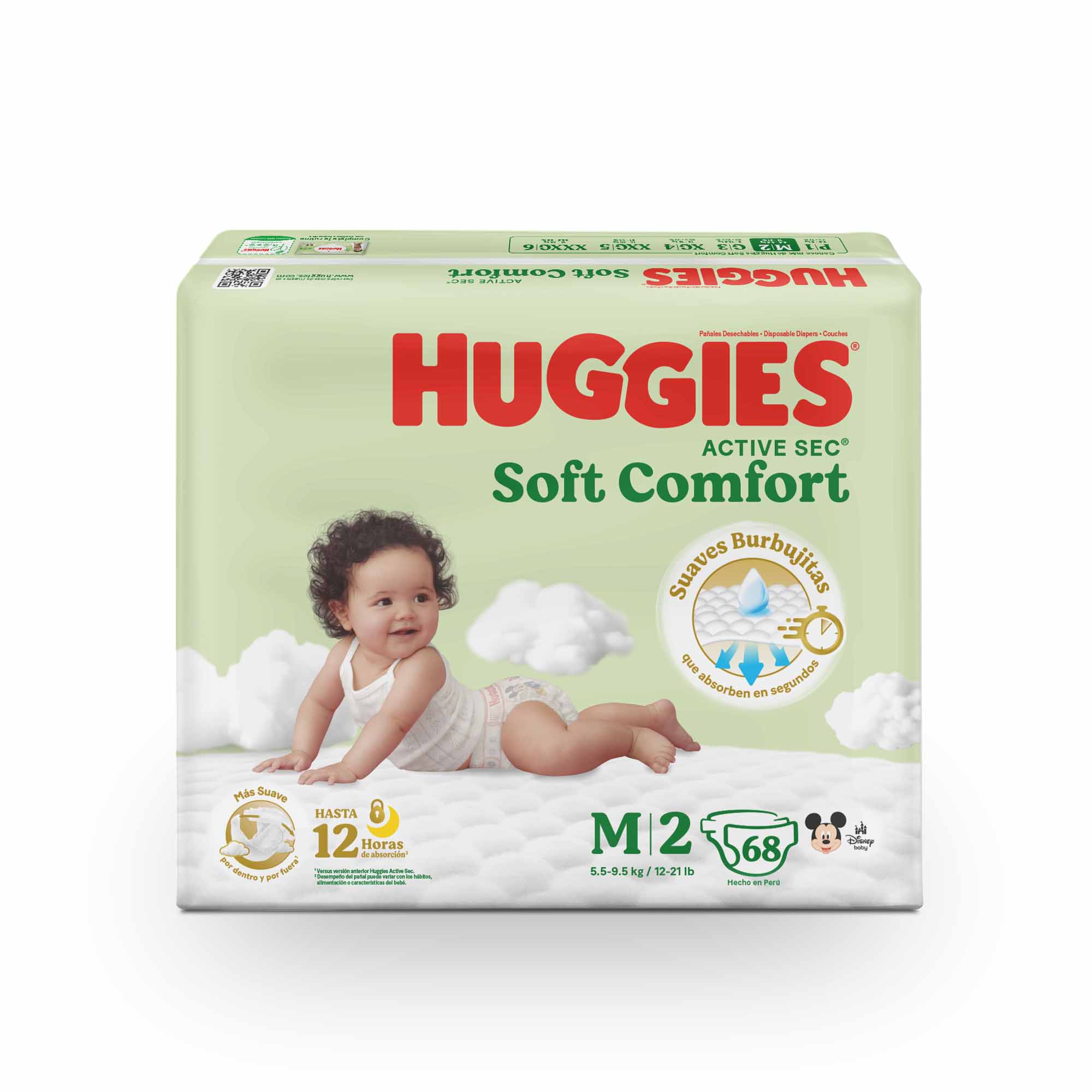 Pañales para Bebé HUGGIES Active Sec Talla M Paquete 68un