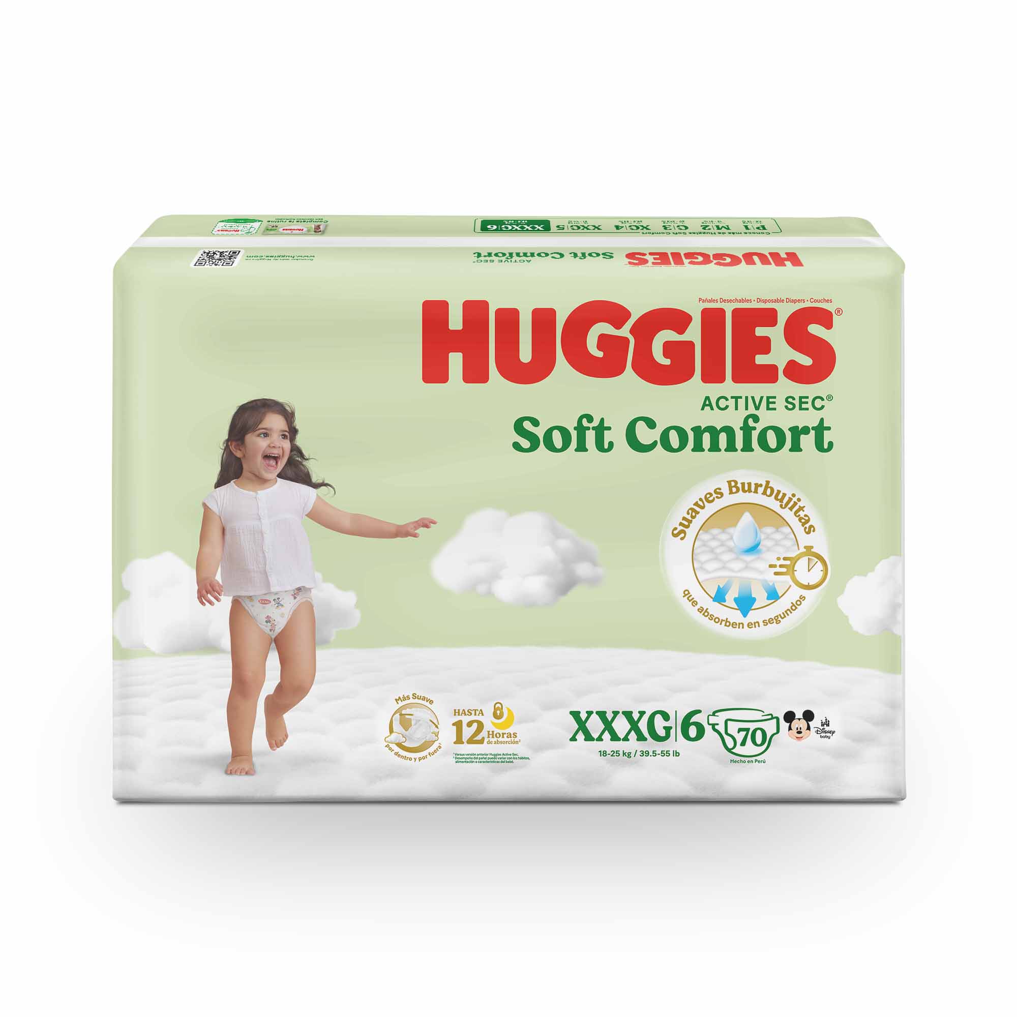 Pañales para Bebé HUGGIES Active Sec XXXG Paquete 70un