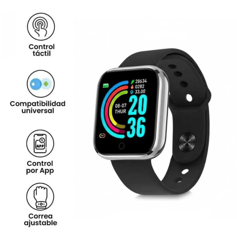 Smartwatch Bluetooth D20 Multifuncional Reloj Con Correa Deportiva - Plateado