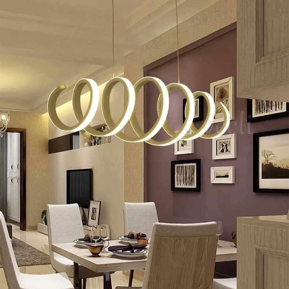 Lámpara colgante spiral dorado 3 luces incluye control