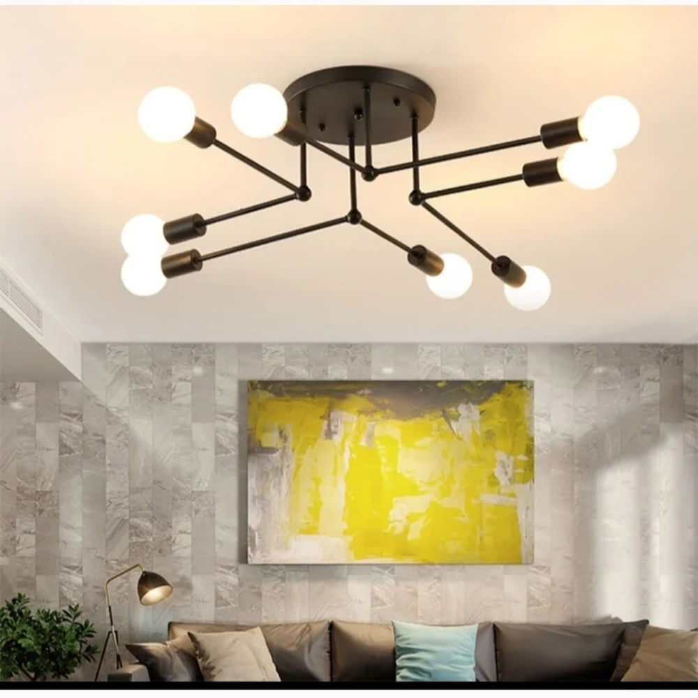 Lámpara de techo Bar celona negro 8 sockets