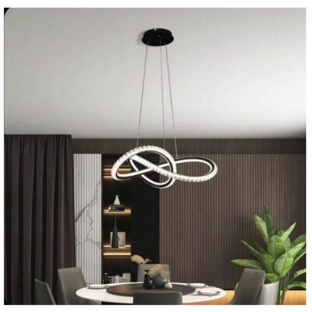 Lámpara colgante infinito negro con brillantes 3 luces incluye control