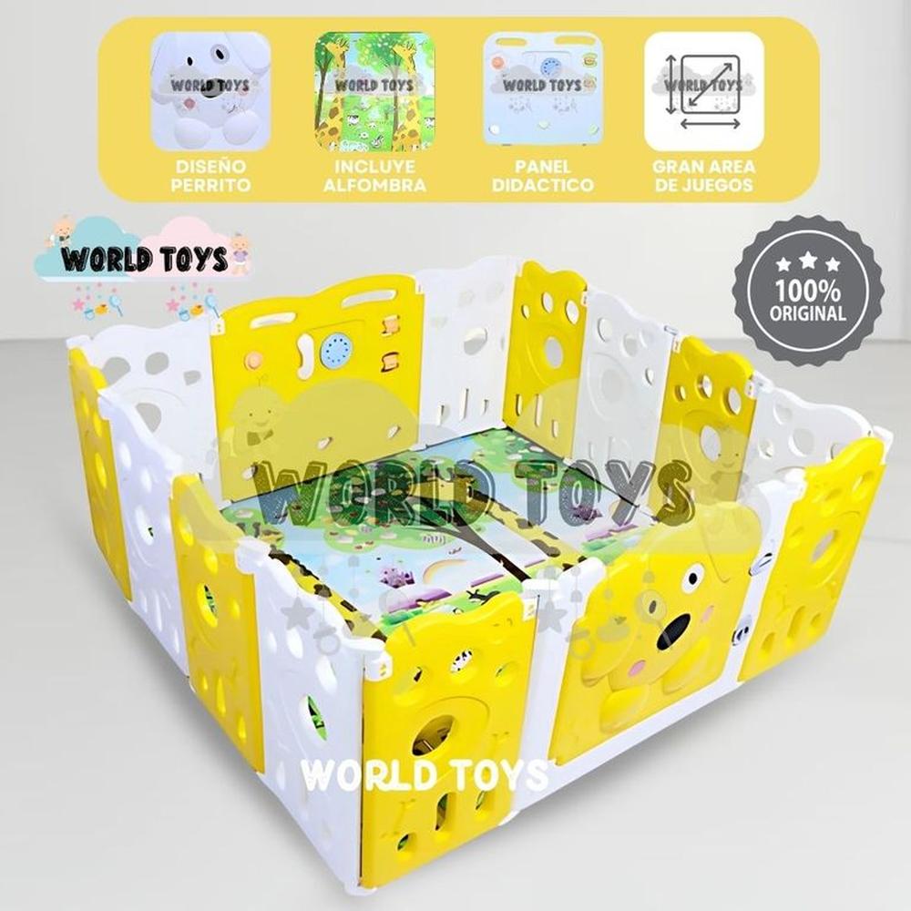 Corral Interactivo con Alfombra Plegable DOGGY Yellow