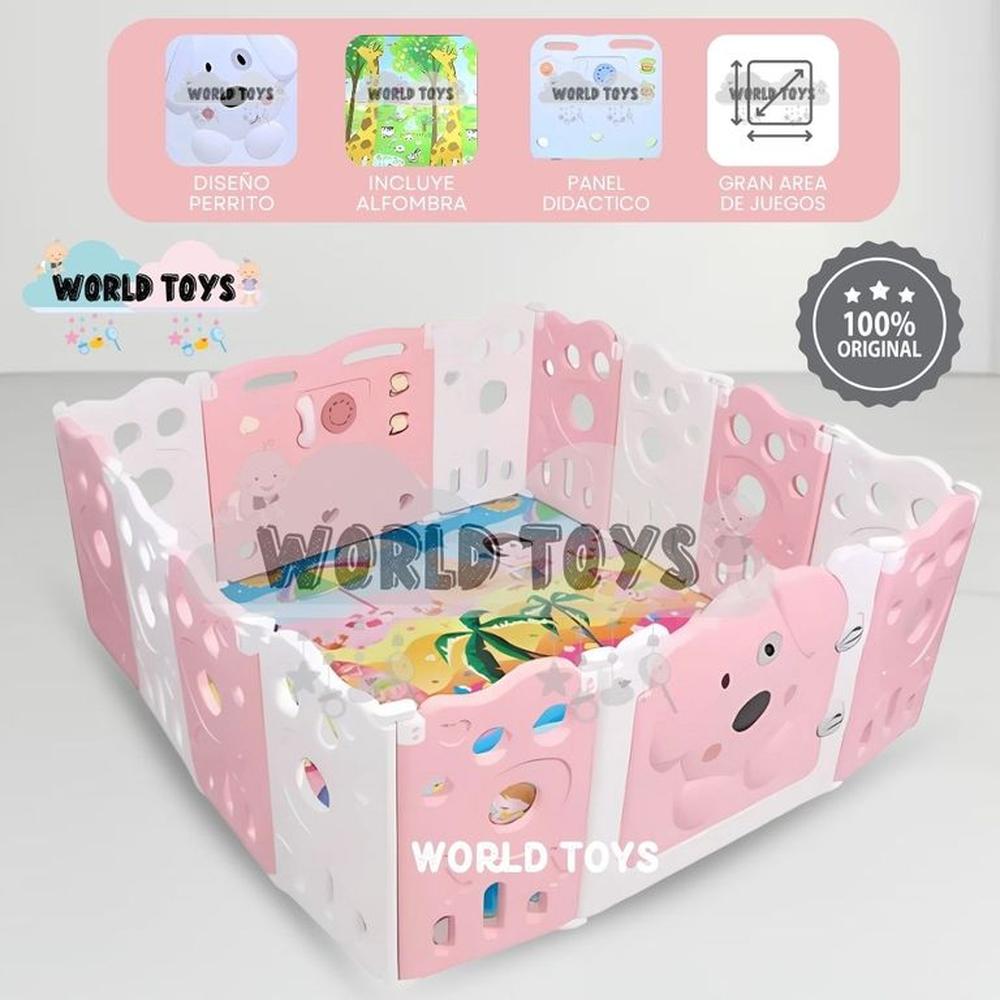 Corral Interactivo con Alfombra Plegable DOGGY Pink