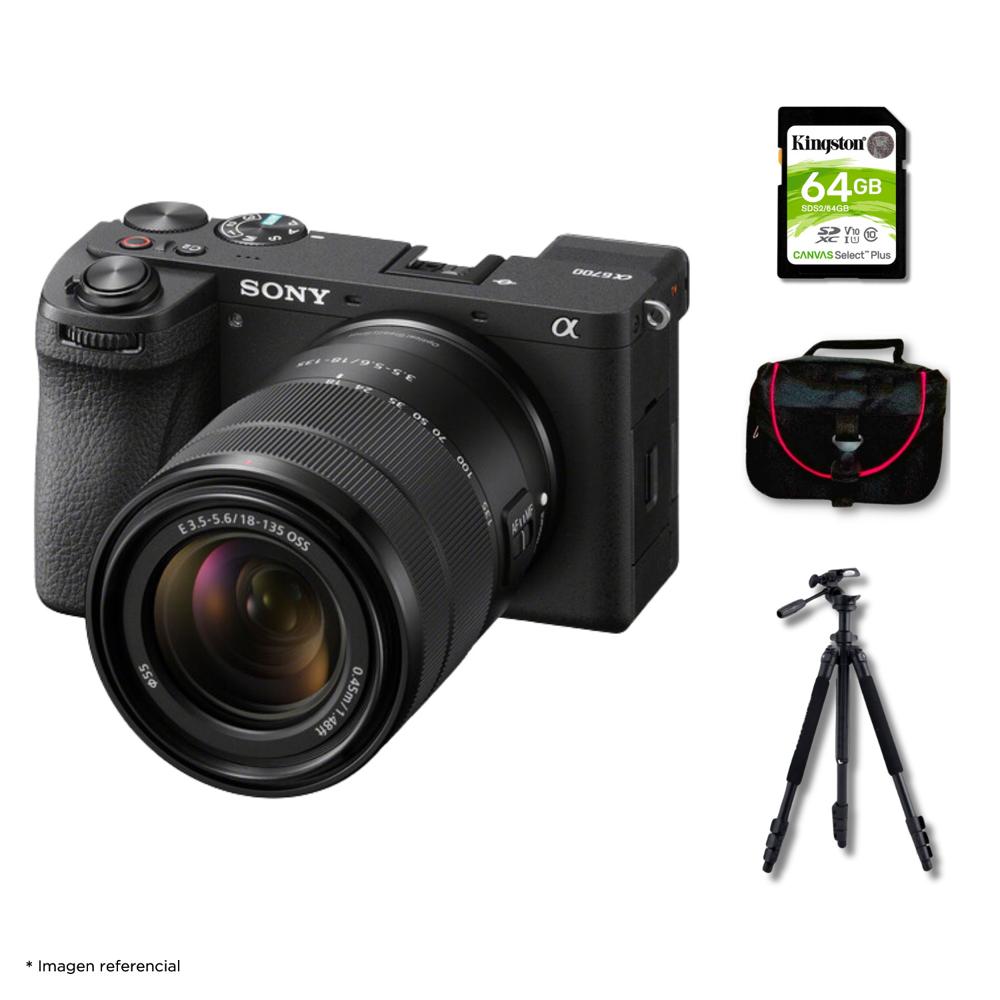 Cámara Sony Alpha a6700 Mirrorless y Lente 18-135mm y Kit Deluxe