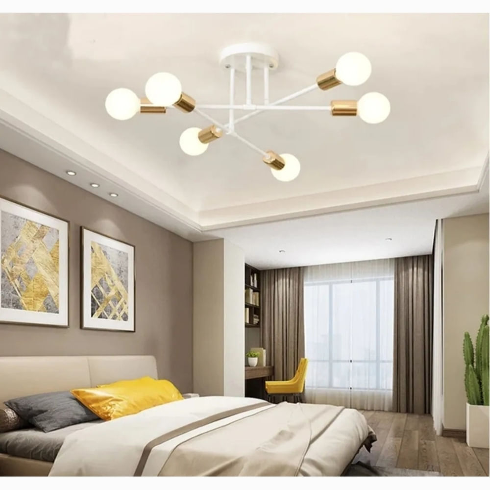 Lámpara de techo getafe blanco con dorado sockets