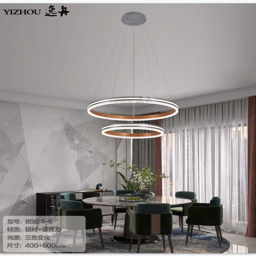 Lámpara de techo led escocesa doble aro 3 luces