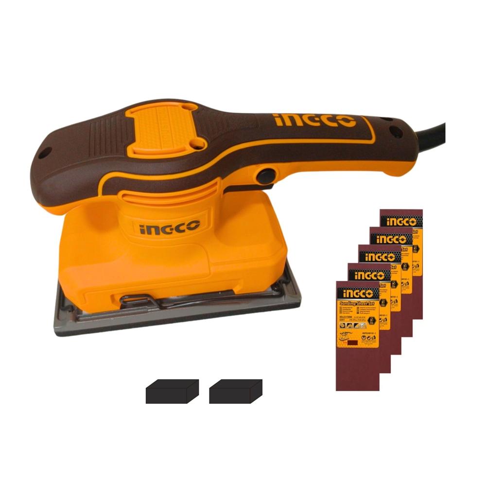 Lijadora Orbital 320w y  5 Lijas Industrial Ingco FS3216