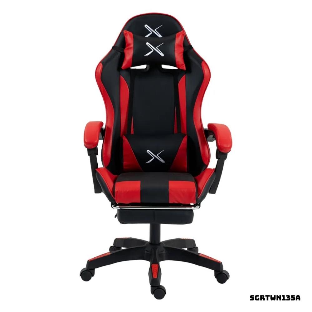 SILLA GAMER LYZOR CON POSAPIES ROJO Y NEGRO - SGRTWN135A