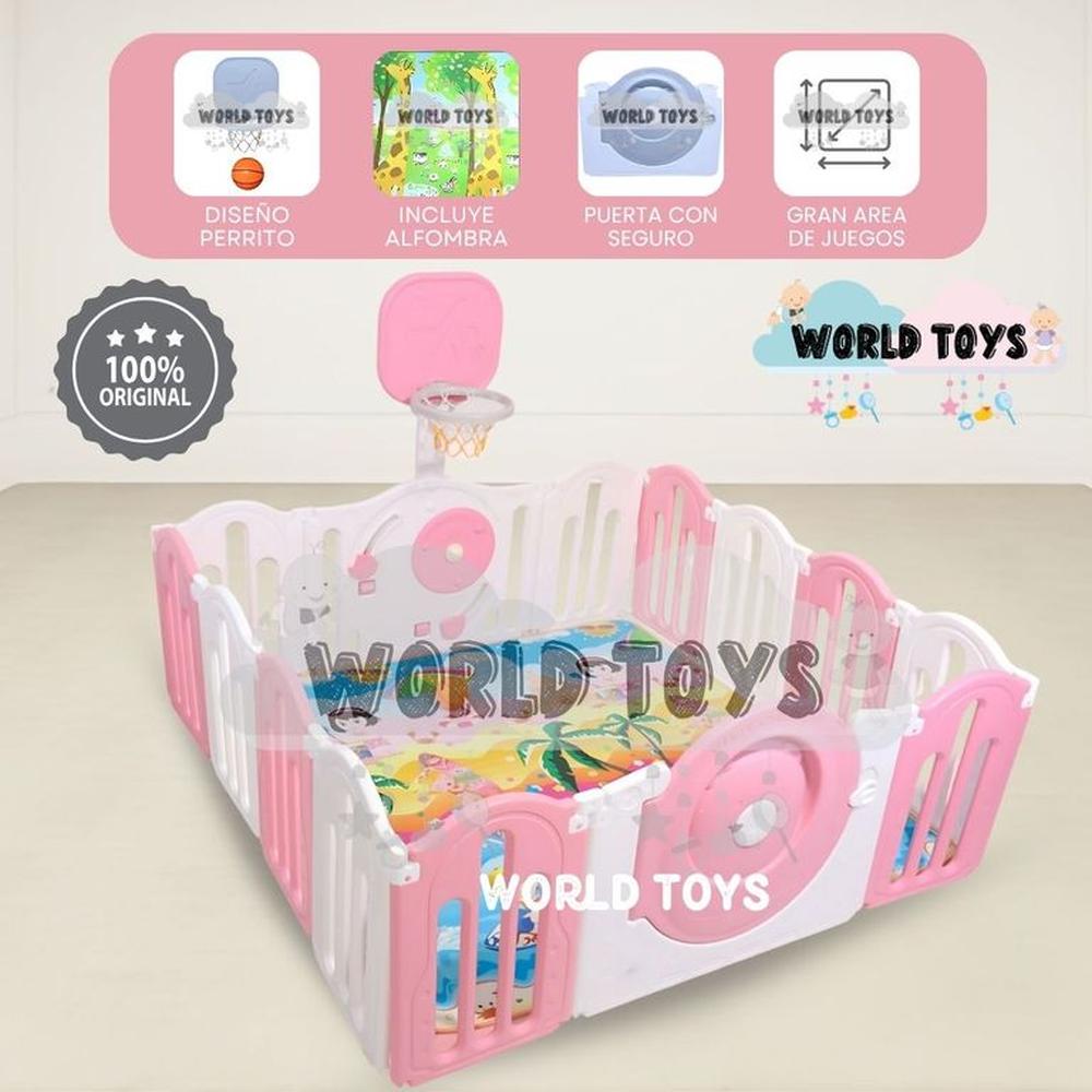 Corral Interactivo con Alfombra Plegable DAYCAMP Pink