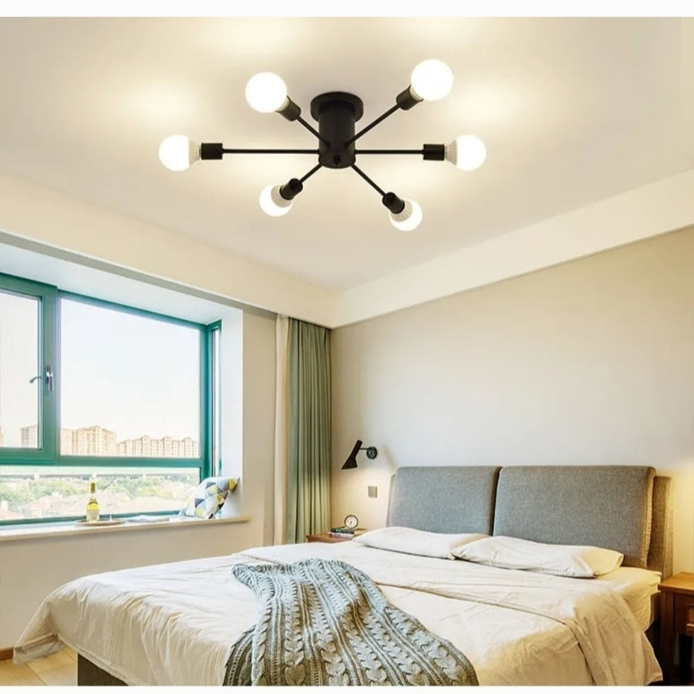 Lámpara de techo satélite negro Incluye 6 focos