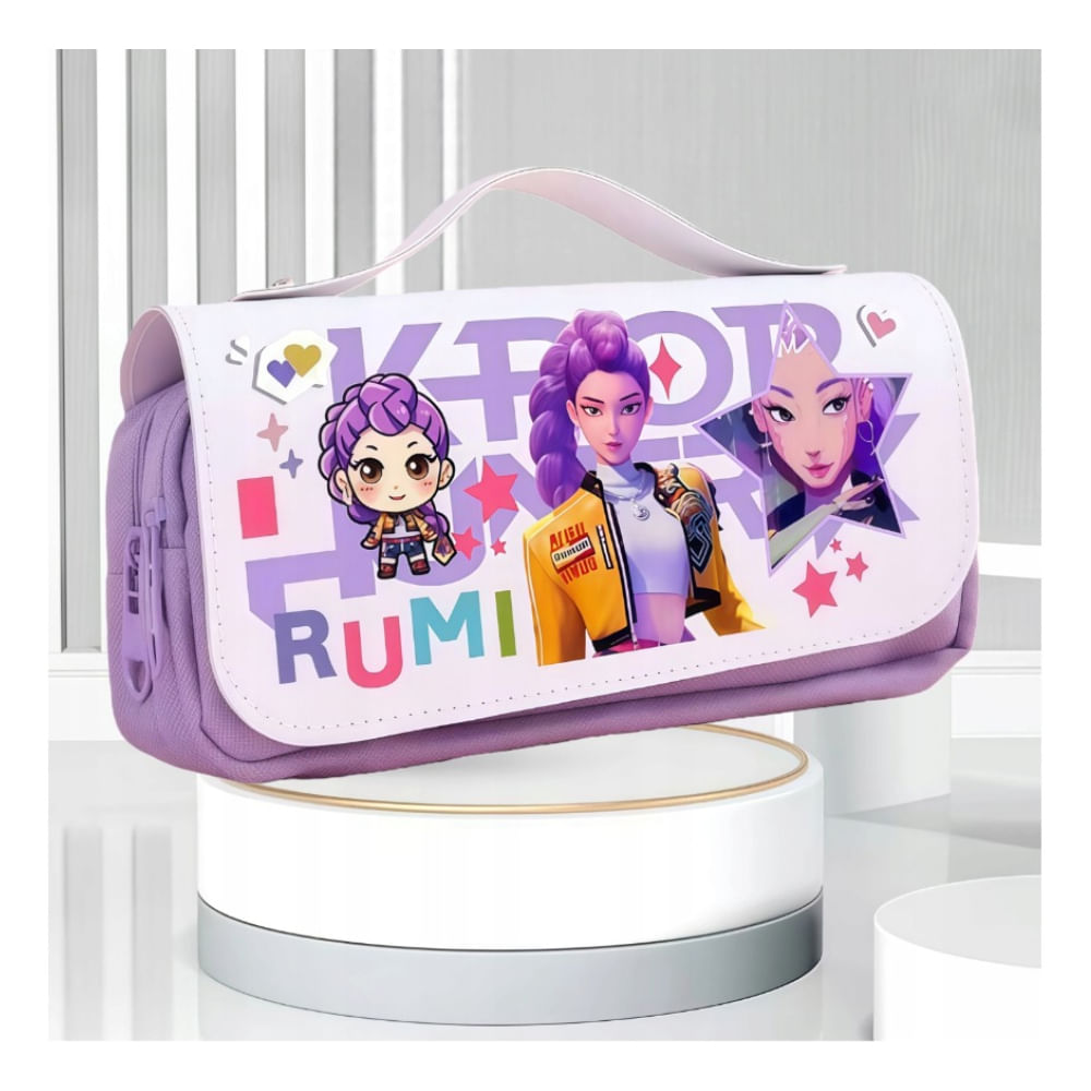 CARTUCHERA K-POP DOBLE CIERRE MORADO -RUMI