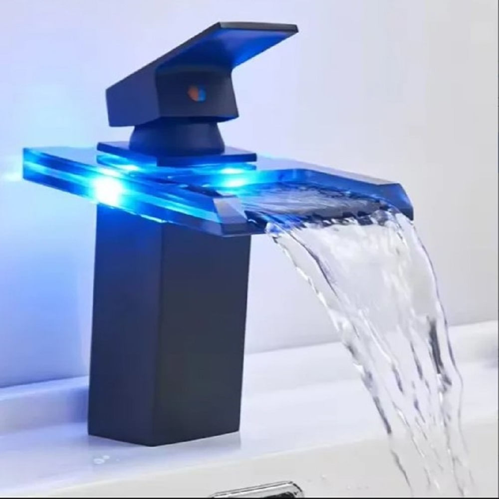 Grifo FrioCaliente - Led - Cascada - Negro - Para Mueble