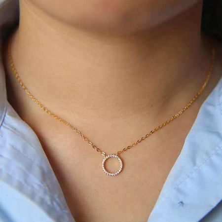 Pack de Joyas Circular Collar y Aretes Regalo Navidad - Genieka. Dorado