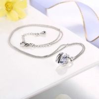 Collar Crystal Silver Heart Novia Amor Día de la Madre Genieka Plateado