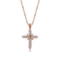 Collar Dorado Cruz con Cristales Regalo San Valentín Novia - Genieka Dorado Metálico