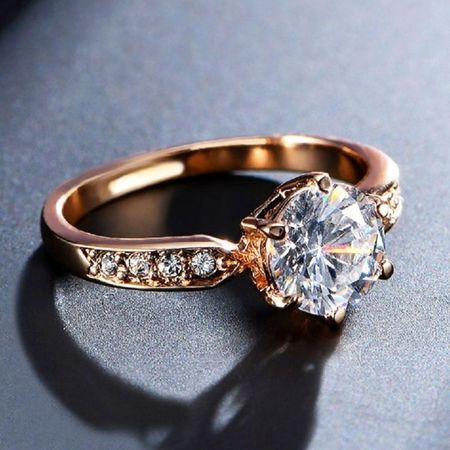 Anillo de Compromiso Imperial Bañado18K Alianza San Valentín Genieka Dorado