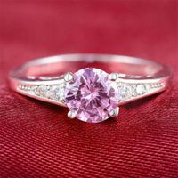 Aro de Compromiso Imperial Rosa Bañado Oro Blanco 18K Aro Genieka Dorado