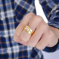 Aro Elegant Gentleman Zircón Hombre Anillo Accesorios Joya Genieka Dorado
