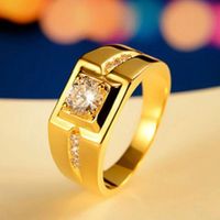 Aro Elegant Gentleman Zircón Hombre Aro Anillo Joya Novio Genieka Dorado