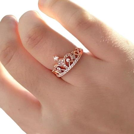 Anillo de Compromiso Corona Bañado 18K Novia San Valentin Genieka Dorado