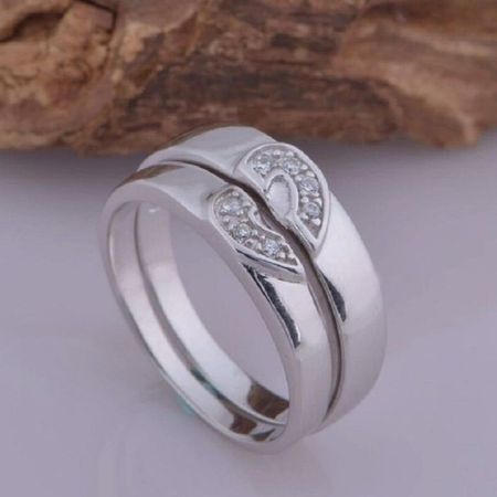 Aro de Alianzas Matrimonio  Corazón Mujer Bañado Plata S925 Genieka Plateado