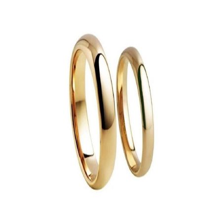 Anillo Matrimonio Alianzas Delgados Mujer Bañado Oro 18K Novia Genieka Dorado