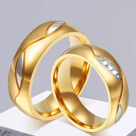 Anillo Matrimonio Alianzas Forever Mujer Bañado Oro 18K Novia Genieka Dorado