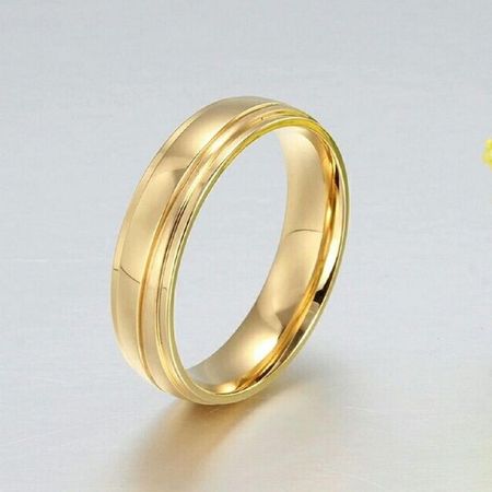 Anillo de Alianzas Matrimonio Deluxe Hombre Bañado Oro 18K Genieka Dorado