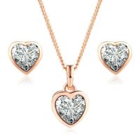 Set Collar y Pendientes Crystal Heart Novia San Valentín Genieka Dorado