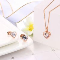 Set Collar y Pendientes Crystal Heart Novia Amor Regalo Día de la Madre Dorado