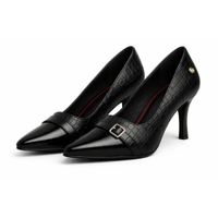 Zapato Charol grabado Negro Taco 7