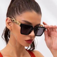 Lentes de Sol Negro Diseño Cadena Dorada UV Mujer Genieka Negro