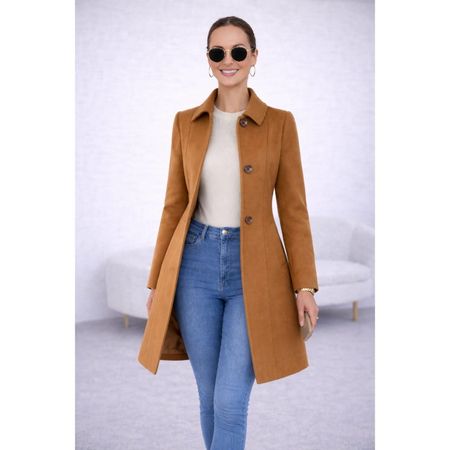 Abrigo Paño Bebe Camello Caramelo para dama