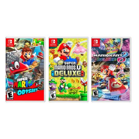New Super Mario Bros U + Super Mario Odyssey + Mario Kart 8 Deluxe Nintendo Switch