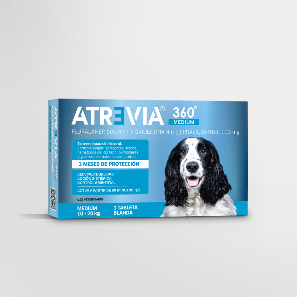Antipulgas y antiparasitario para perros Atrevia 360 Medium 10-20kg x 1 tab